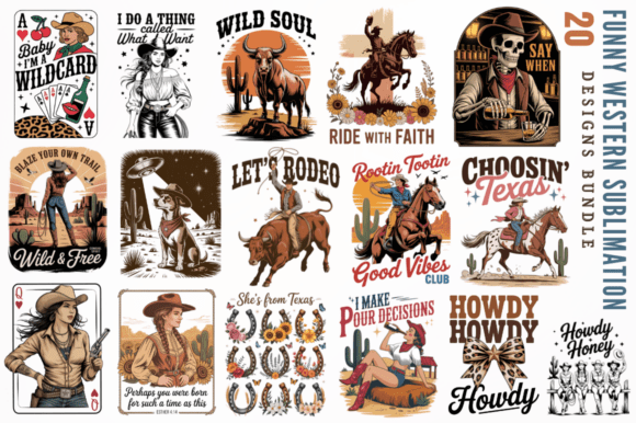 Download Funny Western Sublimation Designs Bundle - Sign Collection