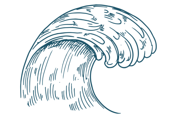Download Curved Water Wave. Hand Drawn Ocean Sket - Premium Resources