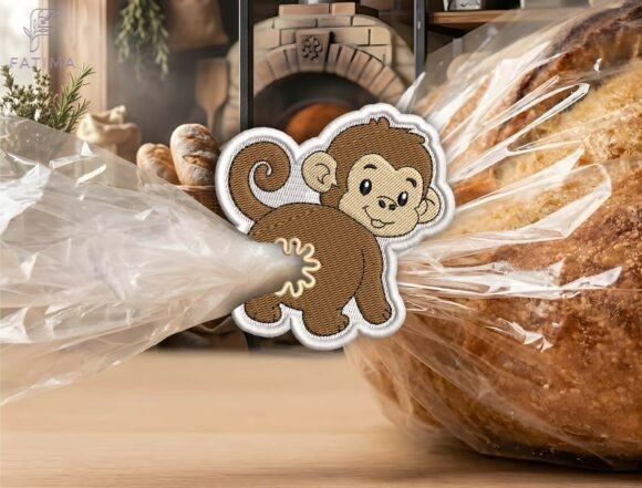 Download Cute Monkey Bag Tie Embroidery Design - Sign Collection