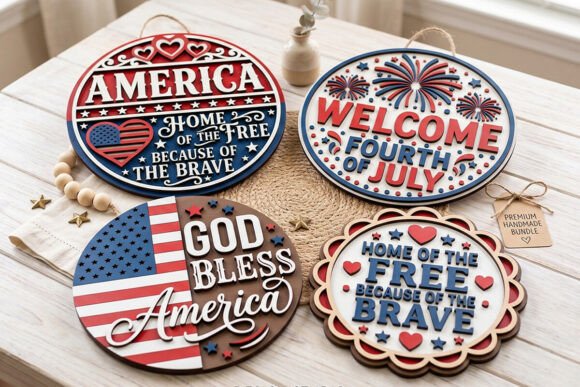 Download 4th of July Patriotic Layered Sign Bundl - Sign Collection