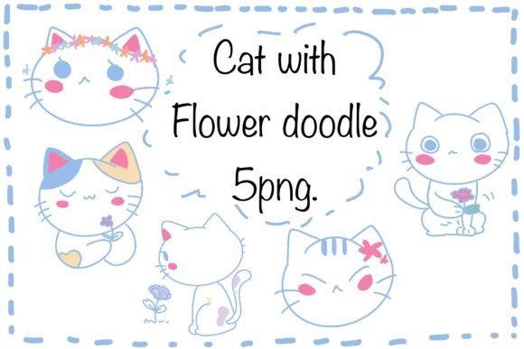 Download Cute Kitty with Flower Doodle - Kitty with flower Collection