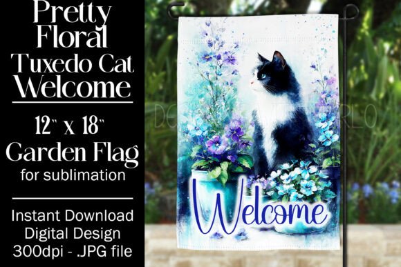 Download Tuxedo Cat Garden Flag Sublimation, F4 - Premium Resources