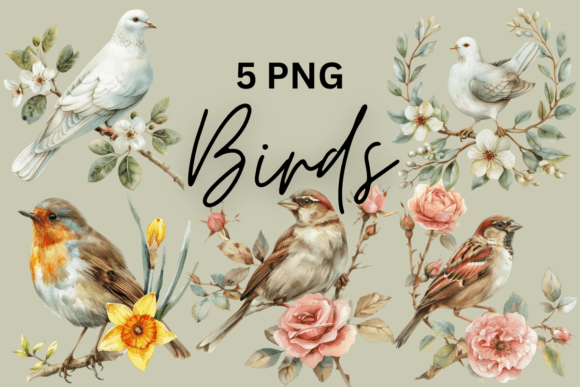 Download Watercolor Bird Floral Design Nature Art - Sign Collection