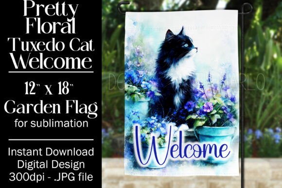 Download Tuxedo Cat Garden Flag Sublimation, F3 - Premium Resources