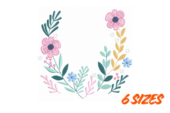Download Floral Embroidery Wreath Design File Set - Sign Collection