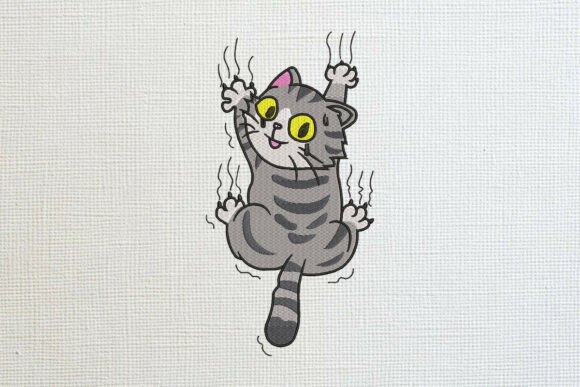 Download Funny Clinging Cat Embroidery Design - Sign Collection