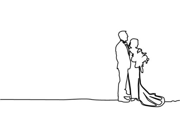 Download Abstract Line Art Couple Wedding Design - Sign Collection