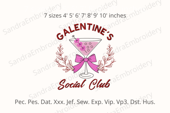 Download Galentines Social Club Embroidery Design - Sign Collection