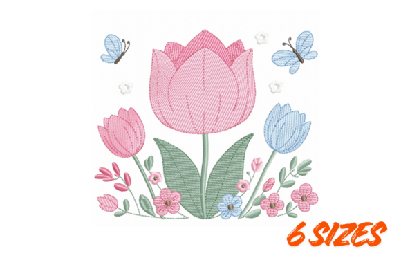 Download Tulip Floral Embroidery Design File Set - Sign Collection