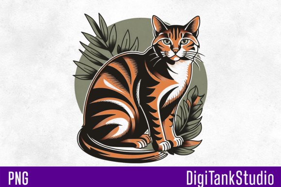 Download Bold Tattoo-Style Cat T-shirt Graphic - Bold Collection