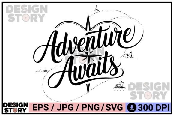 Download Adventure Awaits Compass Typography Art - Compass Collection