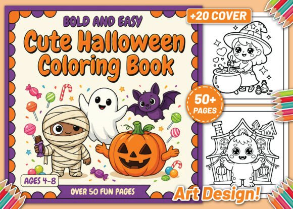 Download Bold Easy Cute Halloween Coloring Book - Bold Collection