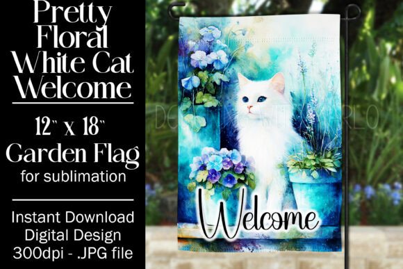 Download White Cat Garden Flag Sublimation, F2 - Premium Resources